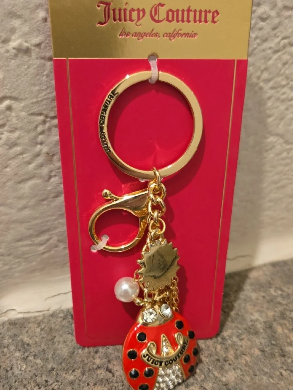 Juicy Couture Gold-Tone Red Ladybug Key  Charm New